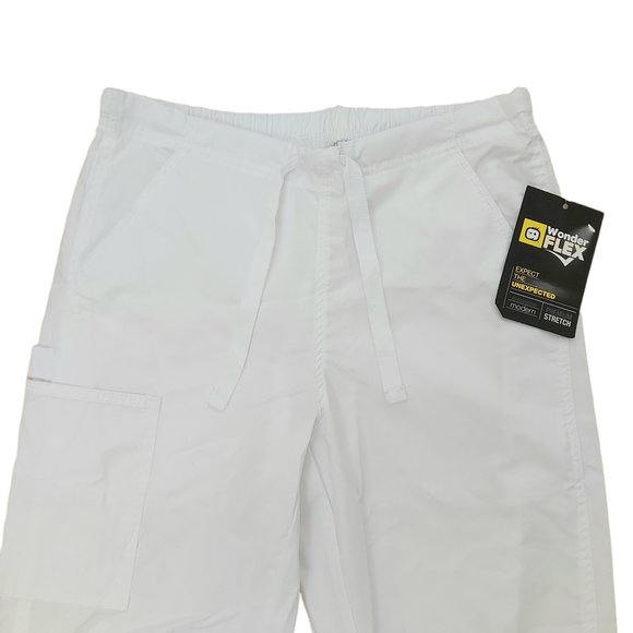 WoderWink Scrub Pants Flare Leg Elastic Waist Lightweight White Womens Size XS - Picture 7 of 10